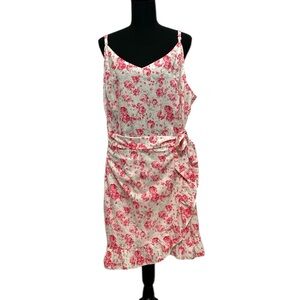 Floral Faux Wrap Sleeveless Dress XXL